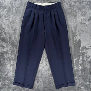 Vintage Smokey Joe’s Navy Blue Dress Pants 33x29 USA Pleated Cuffed Zoot Suit